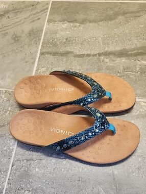 Vionic Lucia Women's Blue Embellished Thong Sandals Size 10